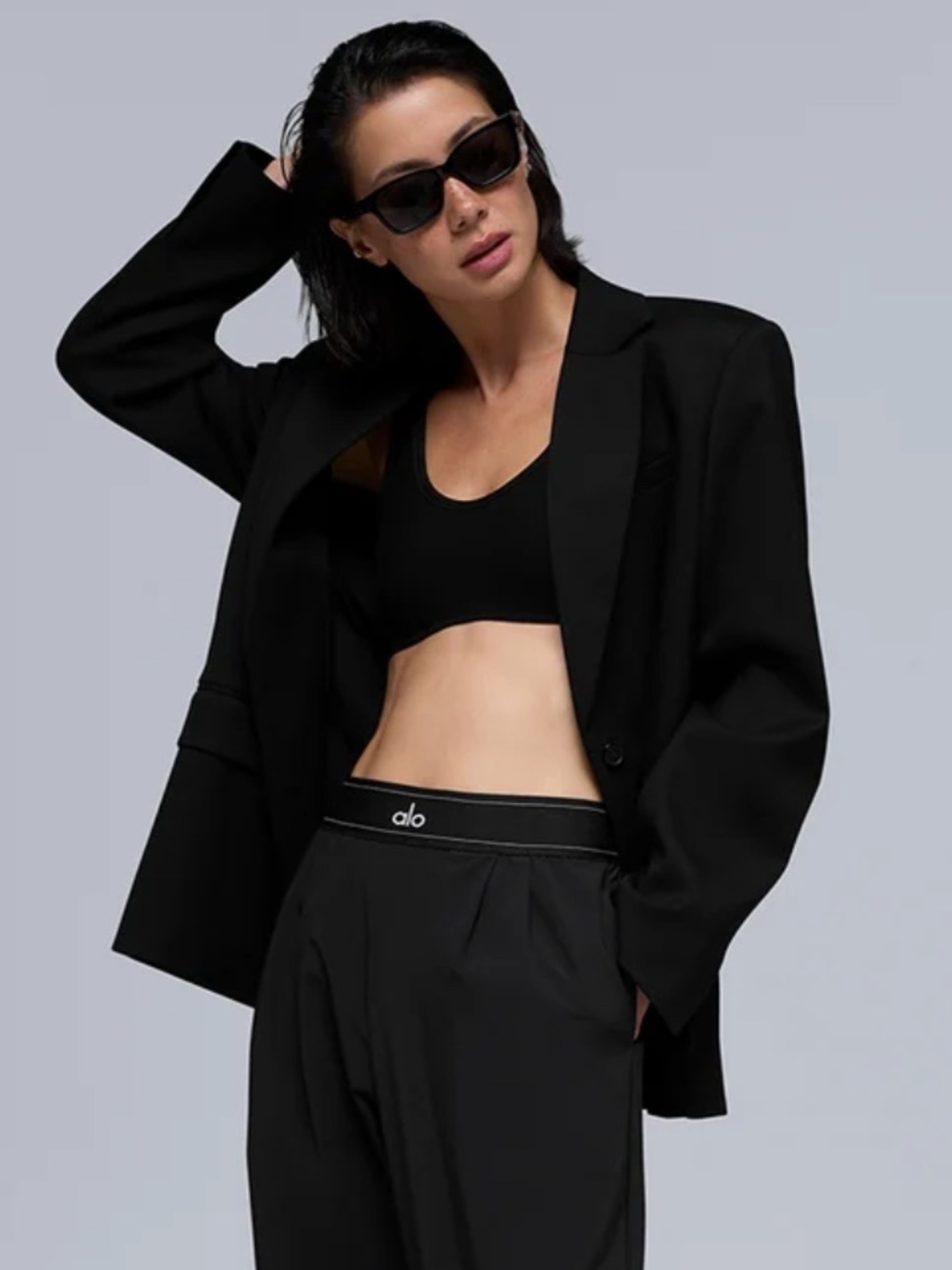 ALO Yoga First Class Black Blazer Jacket Large Oversized Boxy Fit